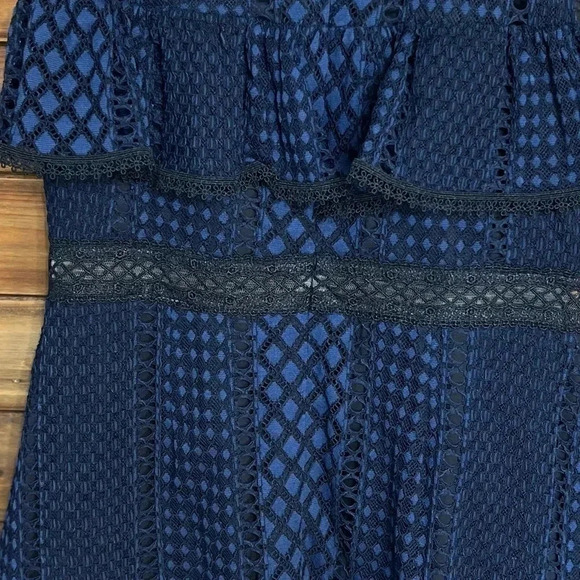 Jay Godfrey Ruffle Lace Dress black and dark blue size 10 excellent condtion - Picture 10 of 14